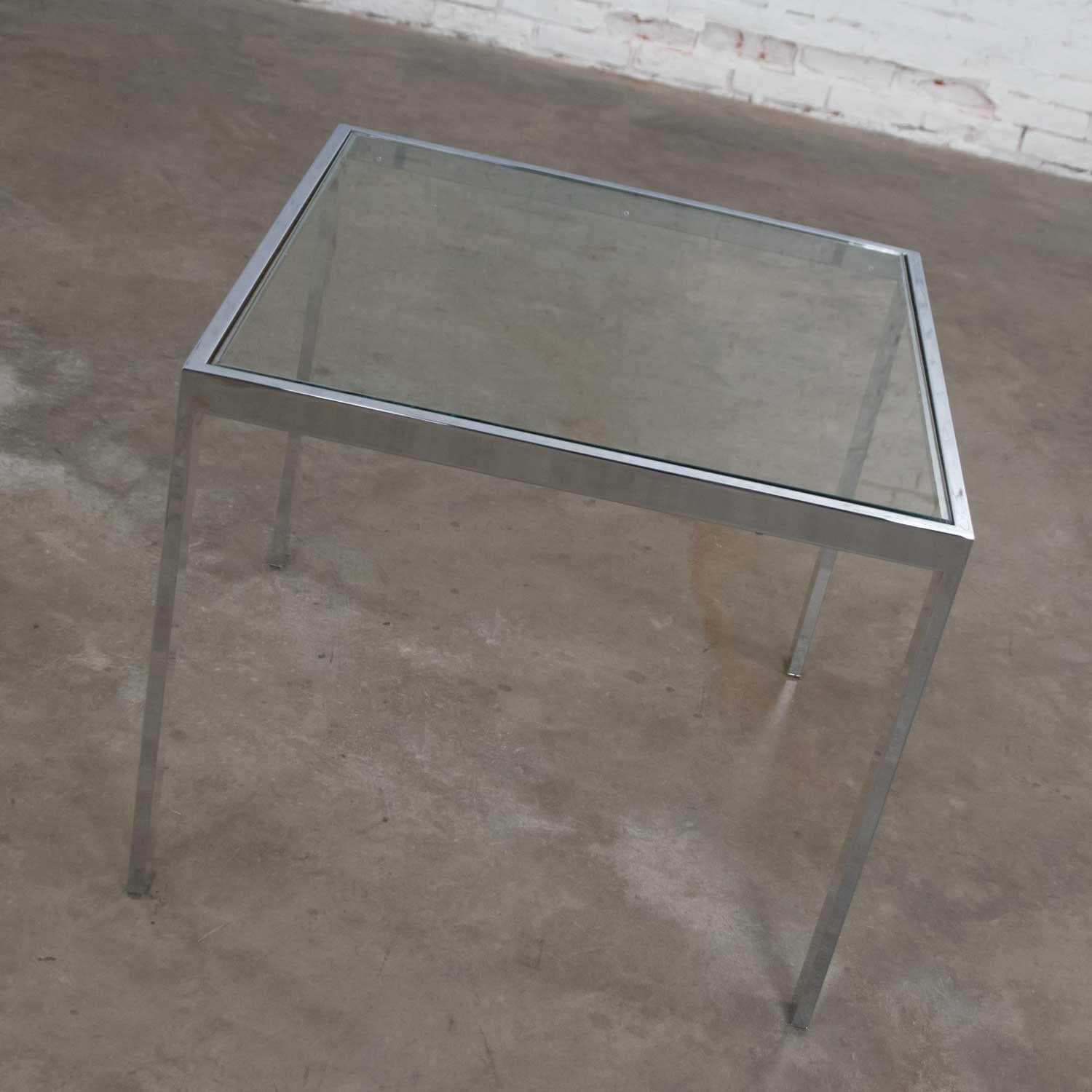 20th Century Mid-Century Modern Chrome and Glass Parsons End or Side Table after Baughman