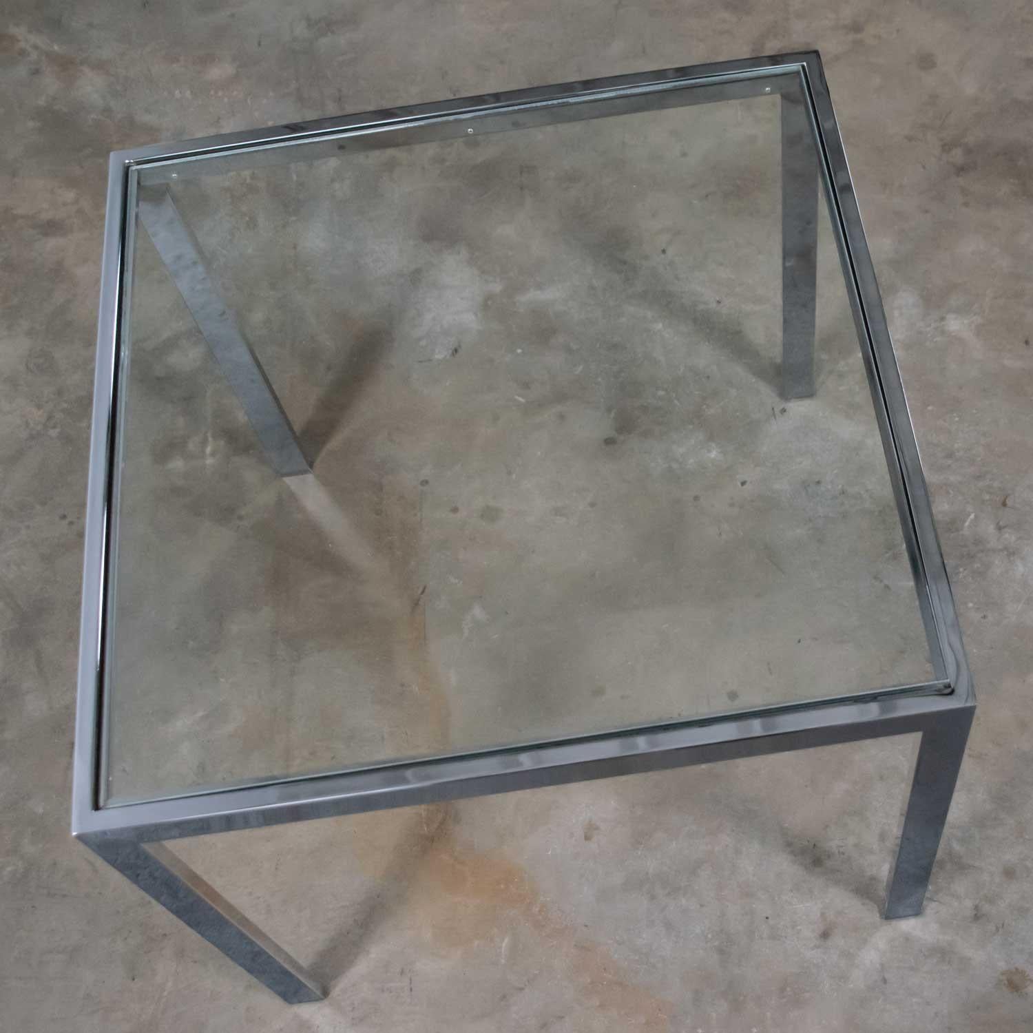 Mid-Century Modern Chrome and Glass Parsons End or Side Table after Baughman 3