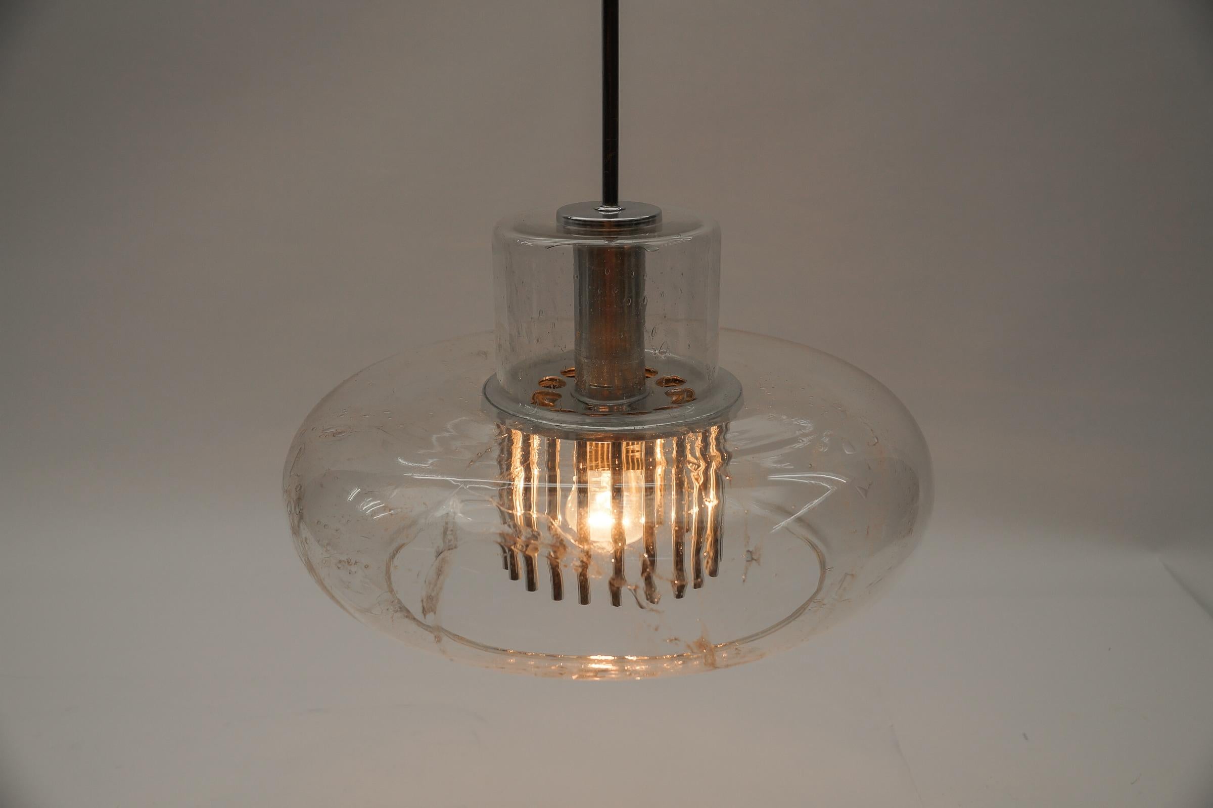Mid Century Modern Chrome & Glass Pendant Lamp by Doria, 1960s Germany  For Sale 5