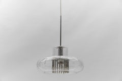 Mid Century Modern Chrome & Glass Pendant Lamp by Doria, 1960s Germany