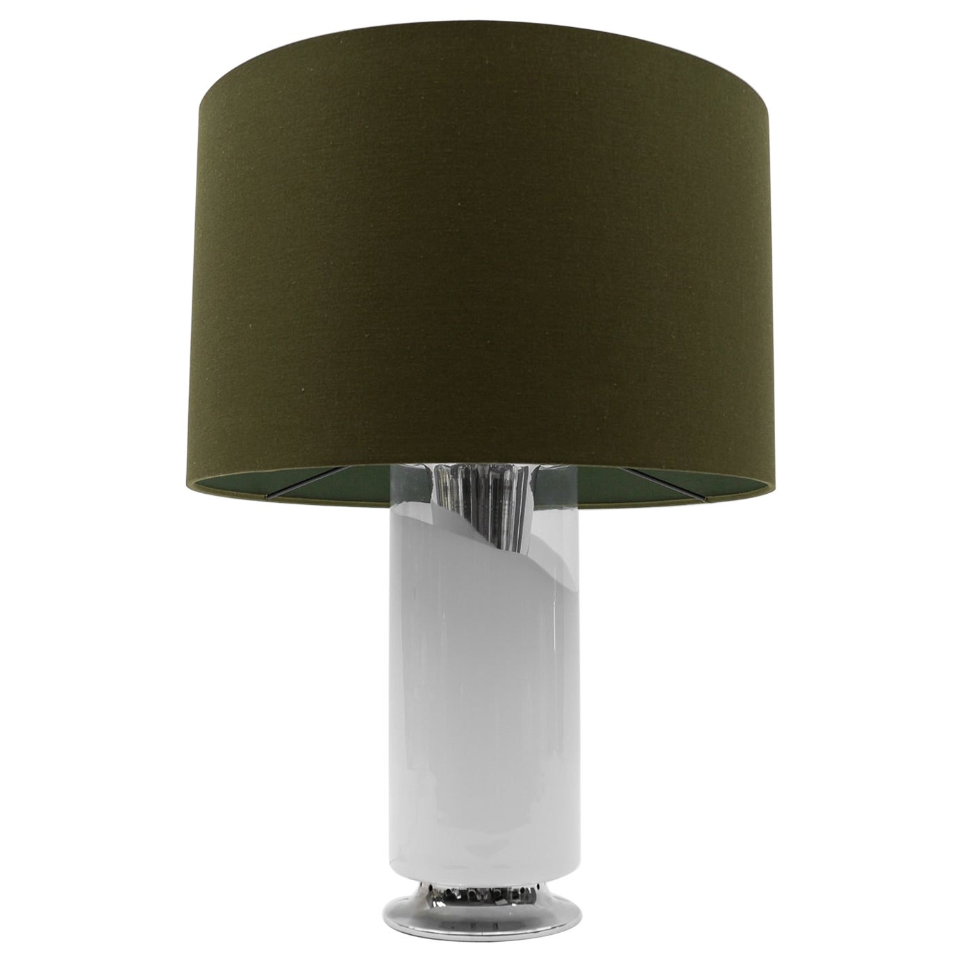 Base per lampada da tavolo in cromo e vetro, anni '60, Mid Century Modern