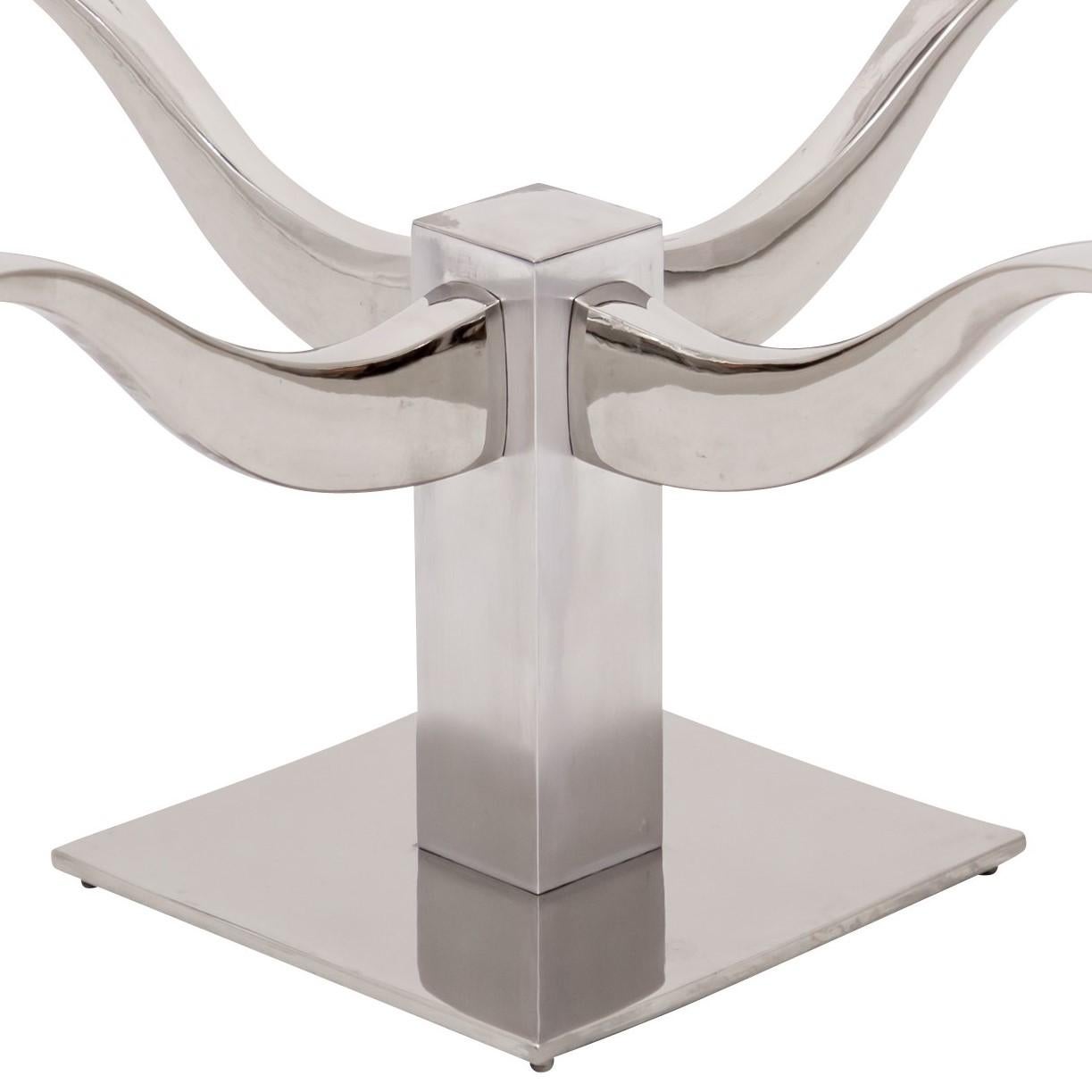 Mid-Century Modern Chrome & Glass Top 4-Arm Pedestal Coffee Table 1