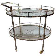 Mid Century Modern Chrome & Glass Two tier Bar Cart, Italy