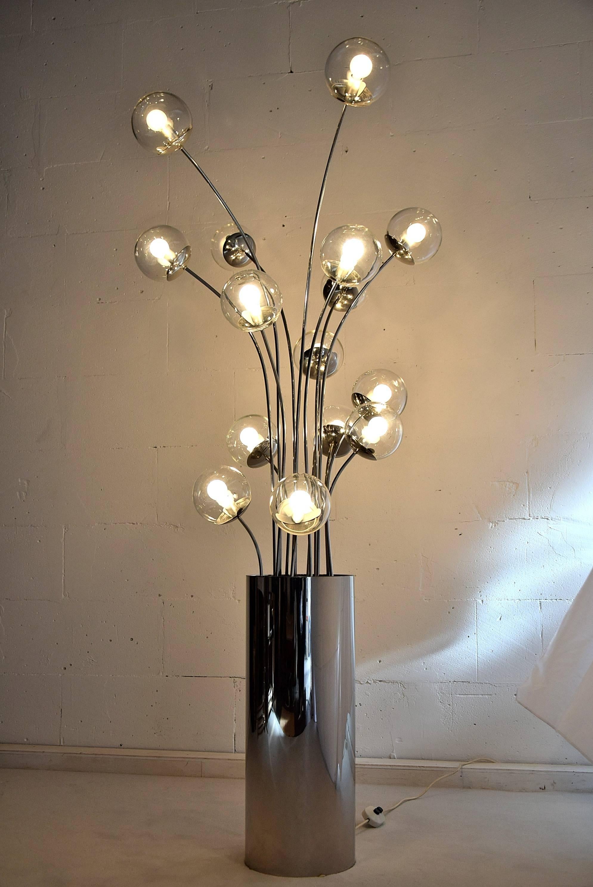 Mid-Century Modern Chrome Italian Floor Lamp For Sale 5