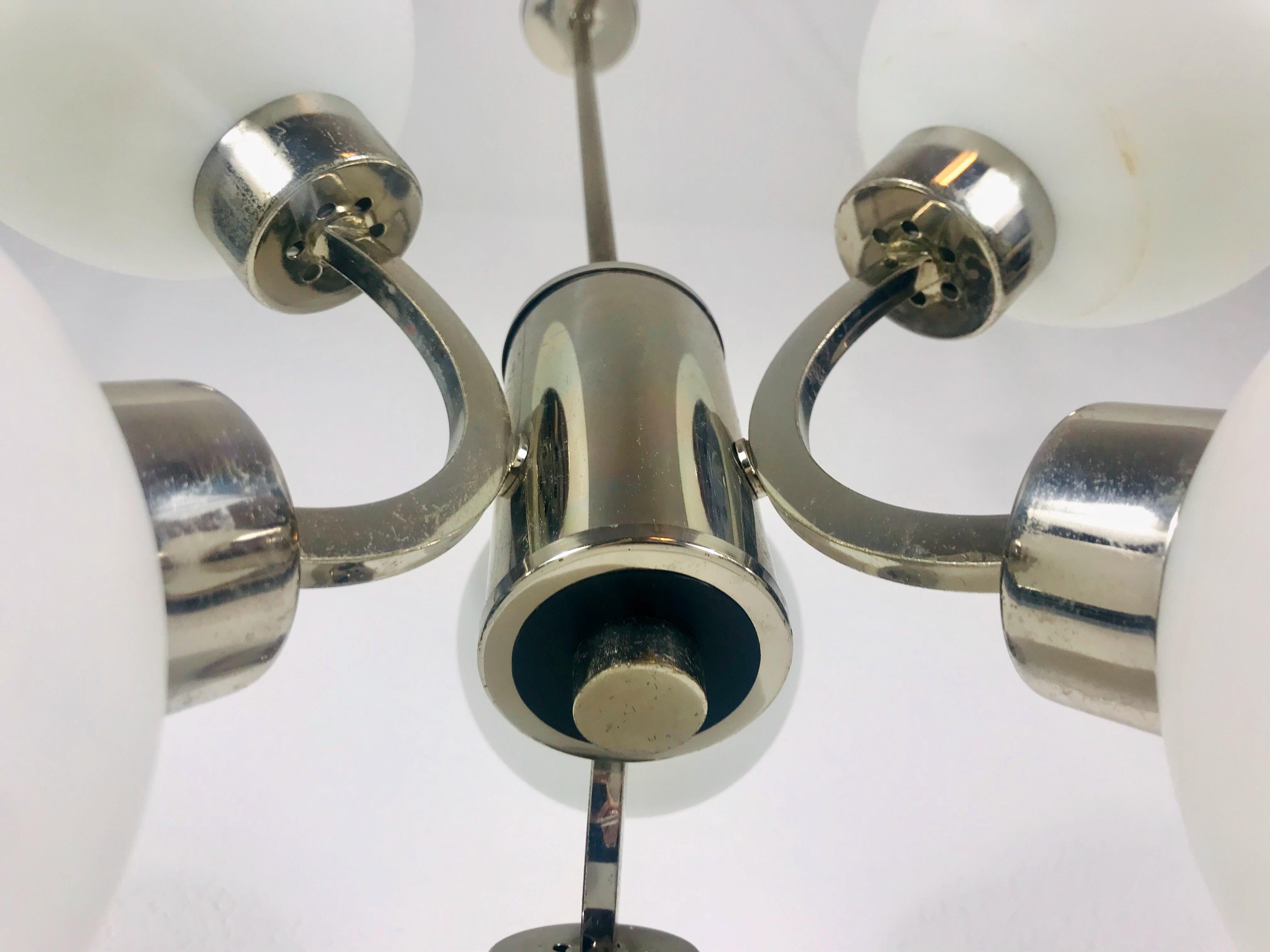 Mid-Century Modern Chrome Kaiser 6-Arm Space Age Chandelier, 1960s, Germany For Sale 4