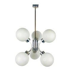 Mid-Century Modern Chrome Kaiser 6-Arm Space Age Chandelier, 1960s, Germany