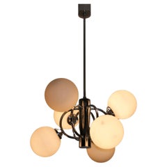 Mid-Century Modern Chrome Kaiser 6-Arm Space Age Chandelier, Germany, 1960s
