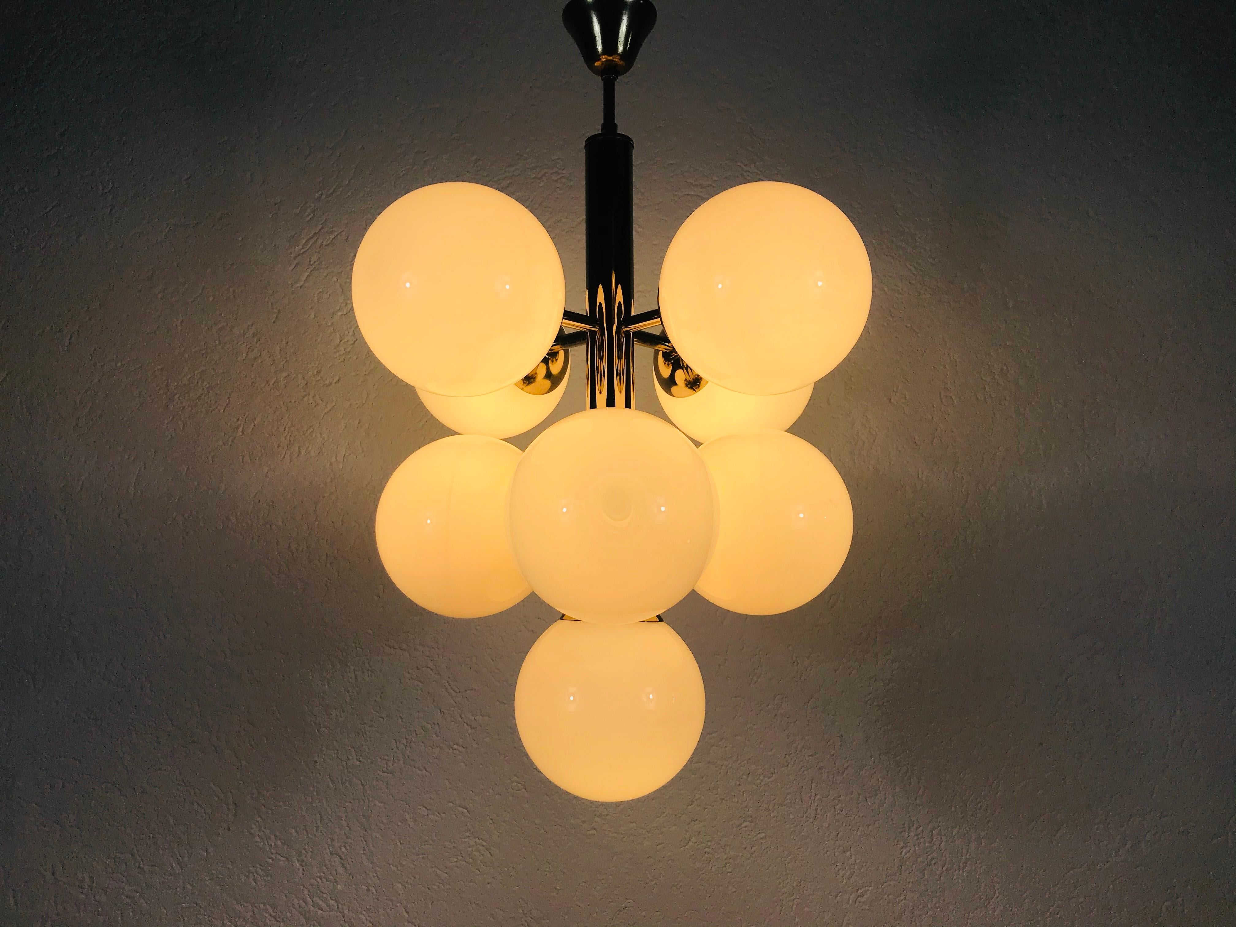 Lampadario a 9 bracci Modern Age Kaiser, 1960, Germania in vendita 3