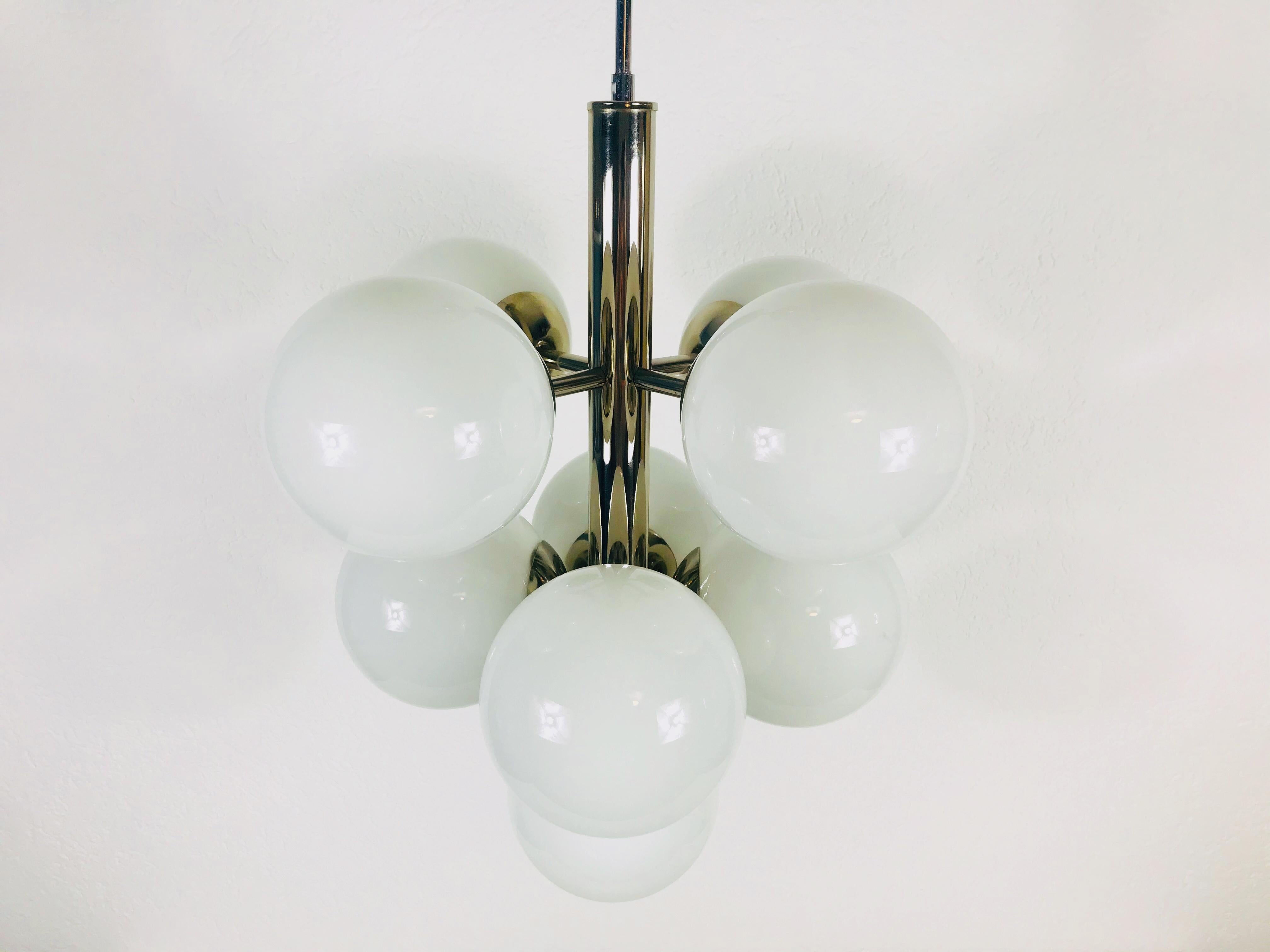 Mid-Century Modern Chrome Kaiser 9-Arm Space Age Chandelier, 1960s, Germany For Sale 4