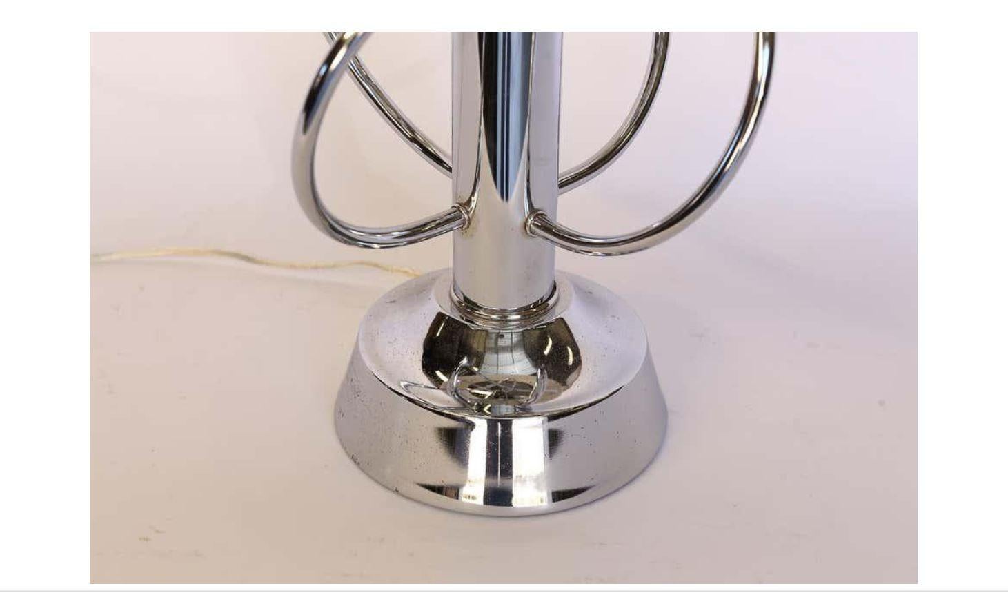 American Mid-Century Modern Chrome Lamp With Shade For Sale