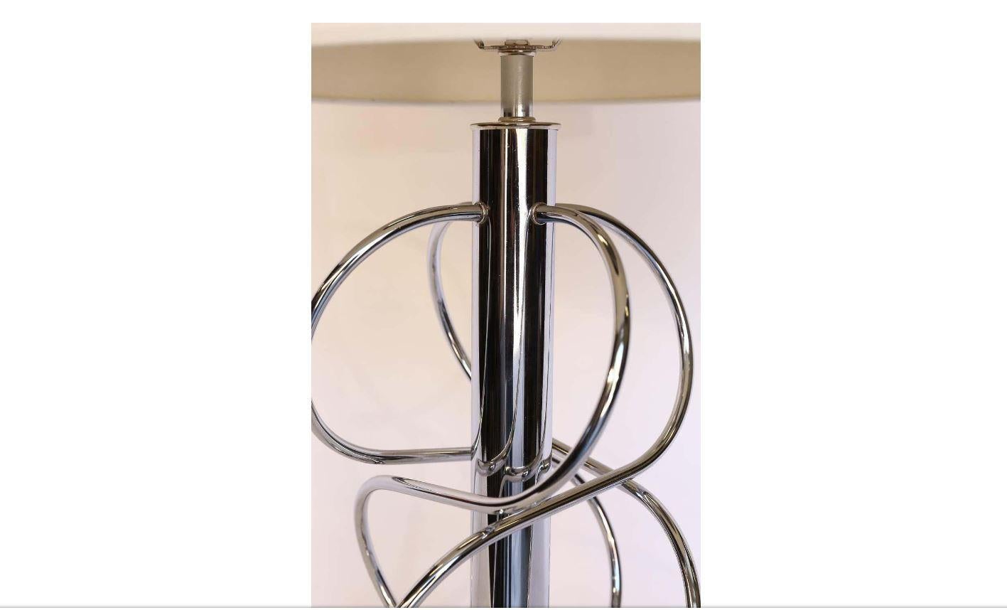 Mid-Century Modern Chrome Lamp With Shade For Sale 2