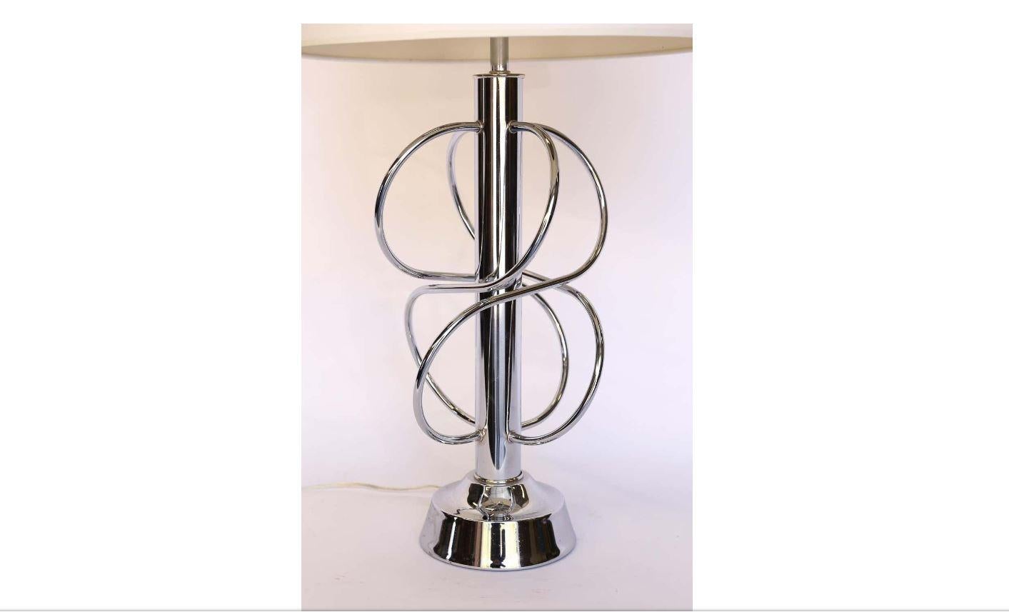 Mid-Century Modern Chrome Lamp With Shade For Sale 3