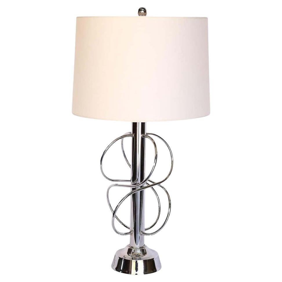 Mid-Century Modern Chrome Lamp With Shade For Sale