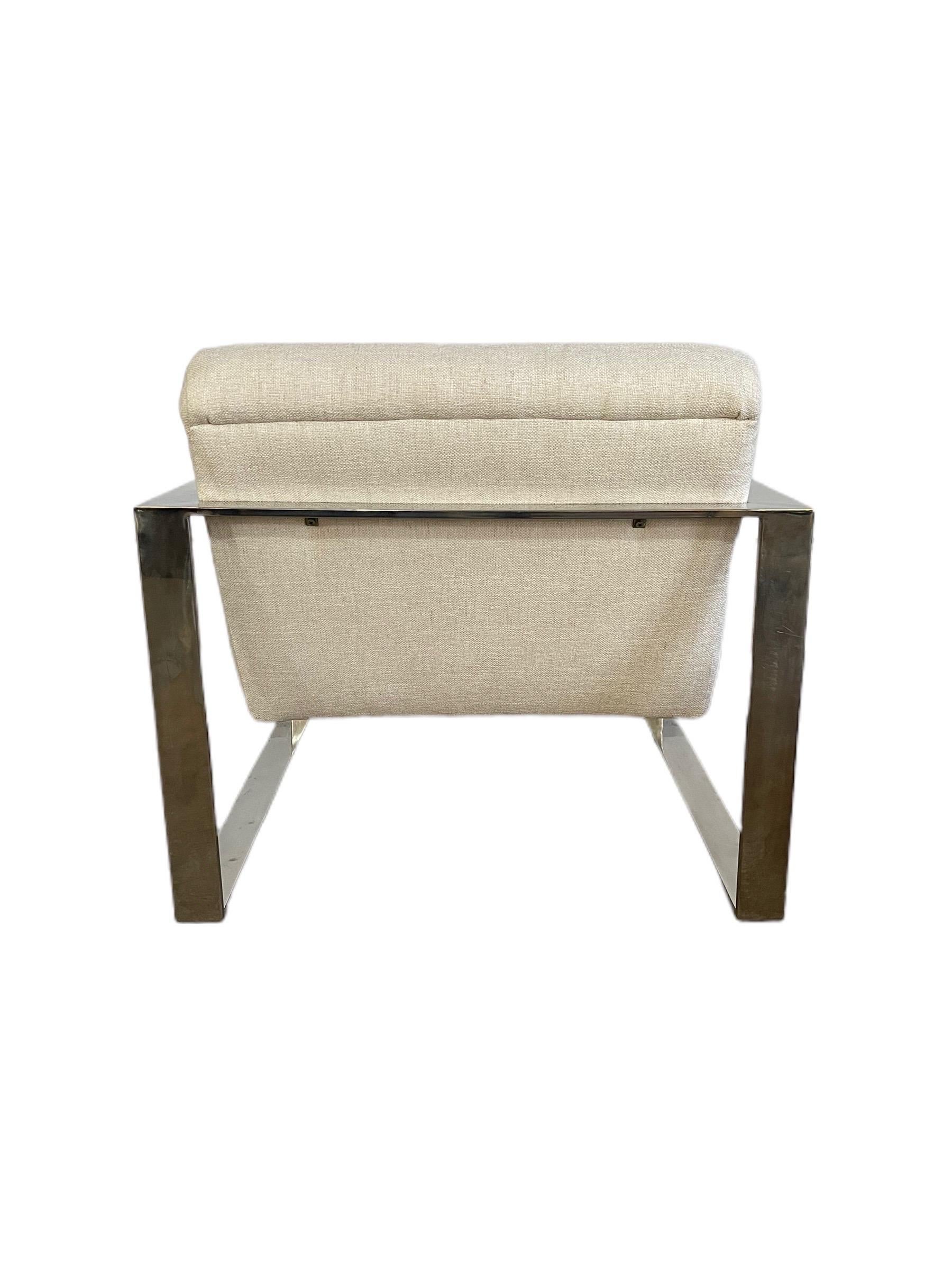  Milo Baughman Style Chrome Lounge Chair & Ottoman  5