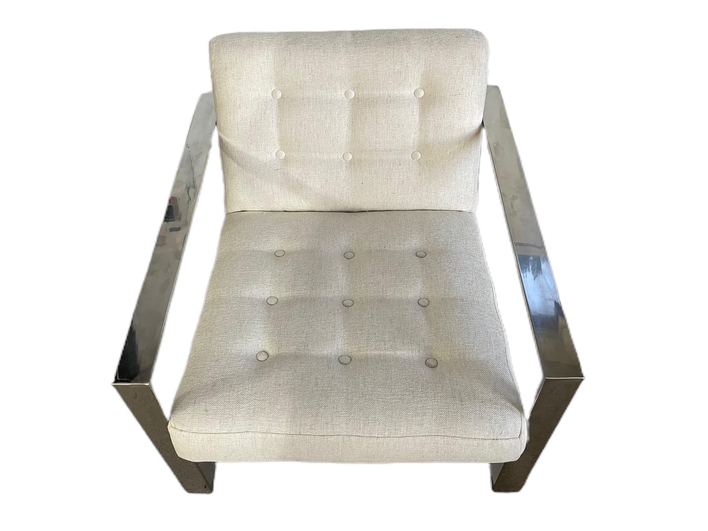 Milo Baughman Style Chrome Lounge Chair & Ottoman  6