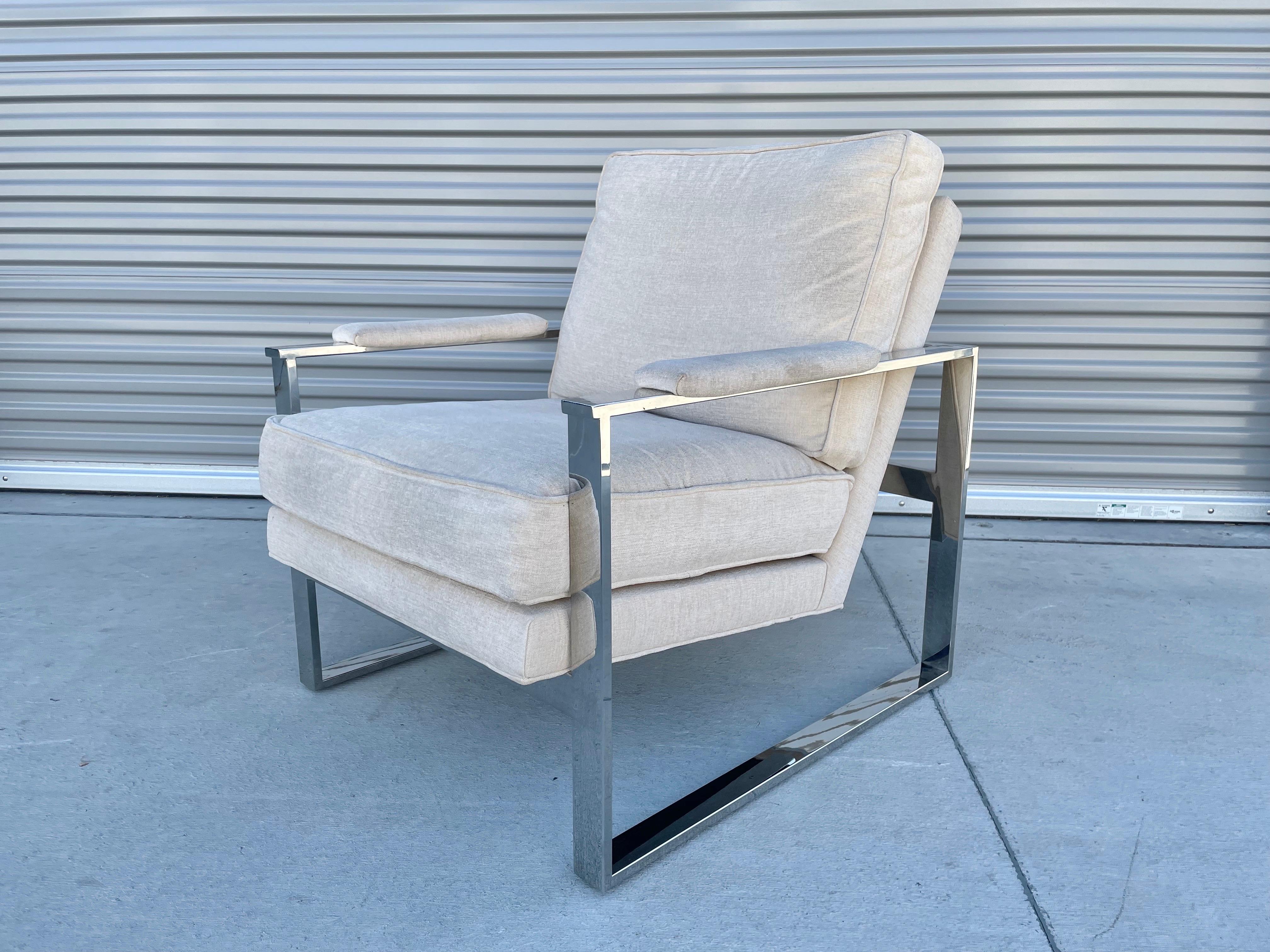 Late 20th Century Mid-Century Modern Chrome Lounge Chairs Attributed to Milo Baughman For Sale