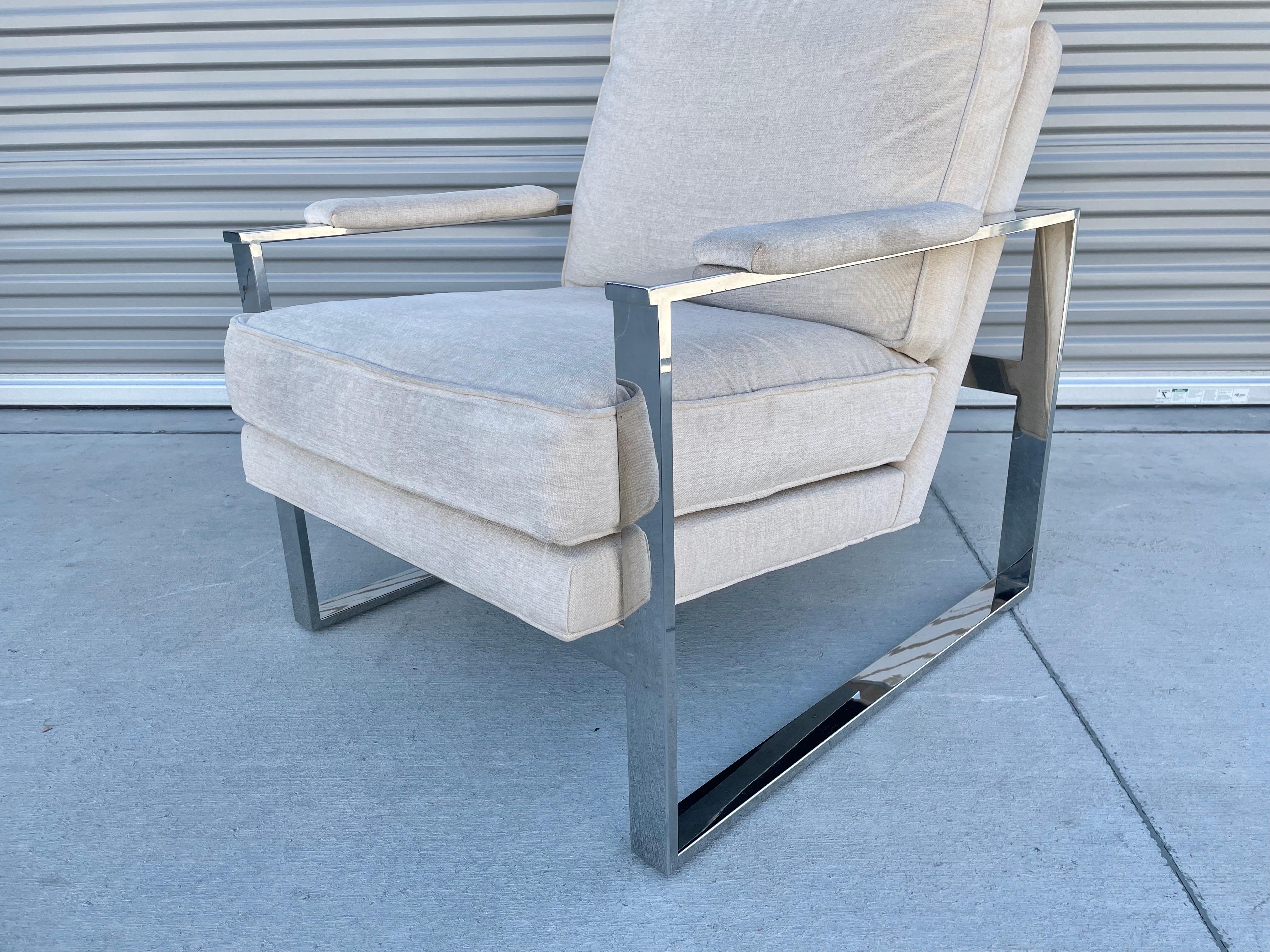 Mid-Century Modern Chrome Lounge Chairs Attributed to Milo Baughman For Sale 2