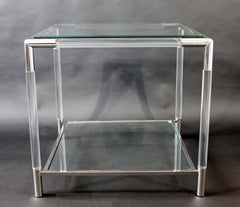 Mid-Century Modern Chrome Lucite Glass Coffee Table Charles Hollis Jones Era