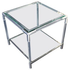 Mid-Century Modern Chrome Lucite Glass Coffee Table Charles Hollis Jones Era