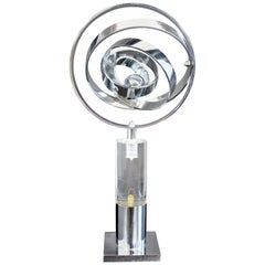 Mid-Century Modern Chrome Lucite Orbital Abstract Table Sculpture, 1970s