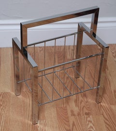 Mid-Century Modern Chrome Magazine Holder by Milo Baughman