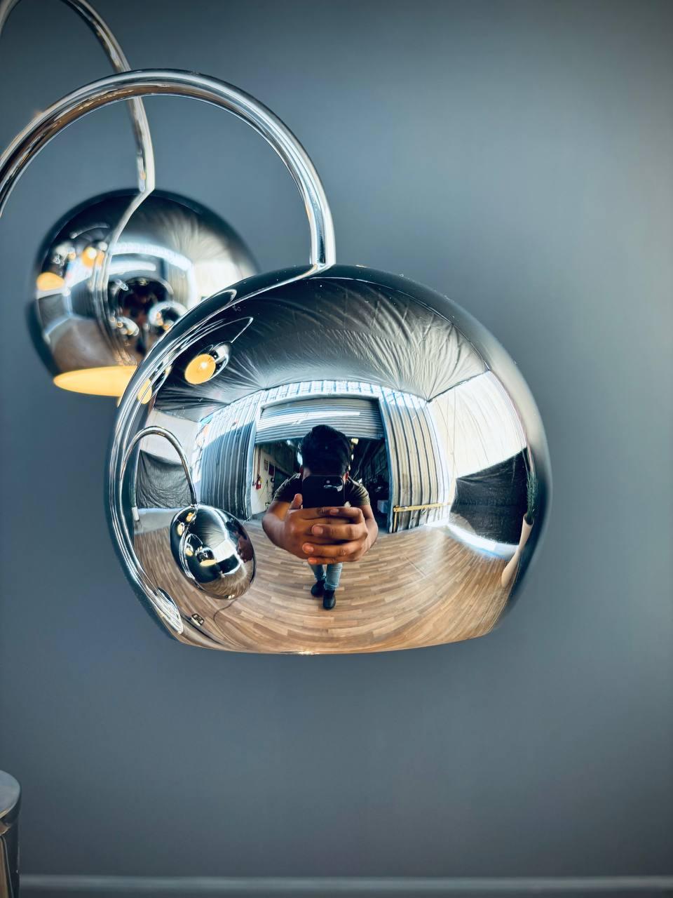 Mid-Century Modern Chrome Metal Orb Floor Lamp 1