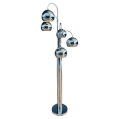 Mid-Century Modern Chrome Metal Orb Floor Lamp