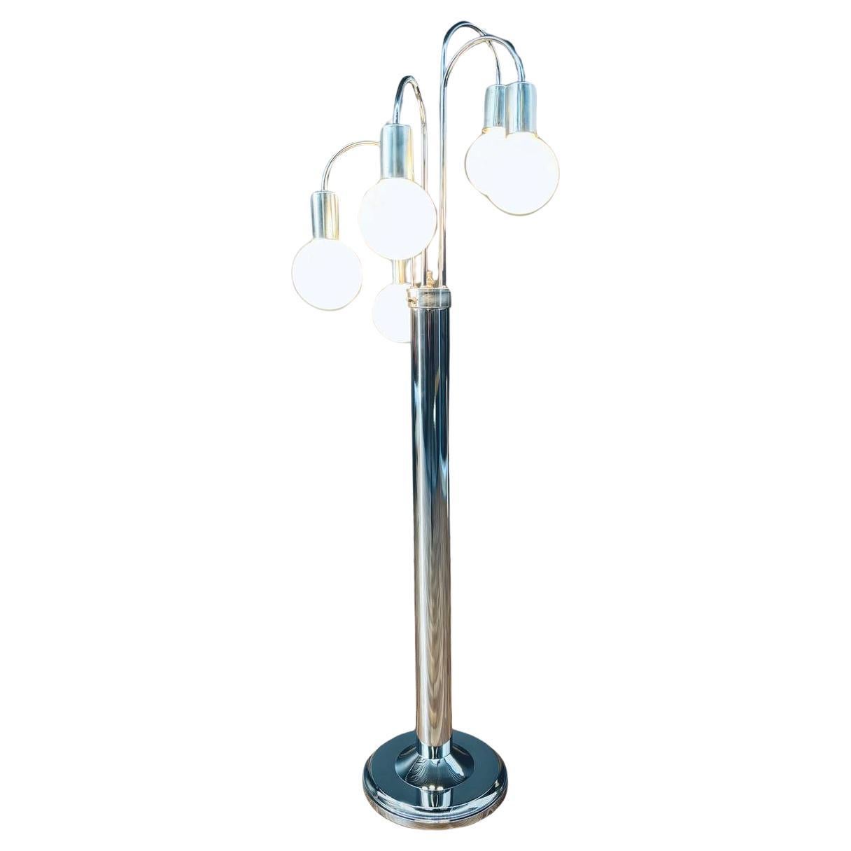 Mid-Century Modern Chrome Metal Orb Floor Lamp For Sale