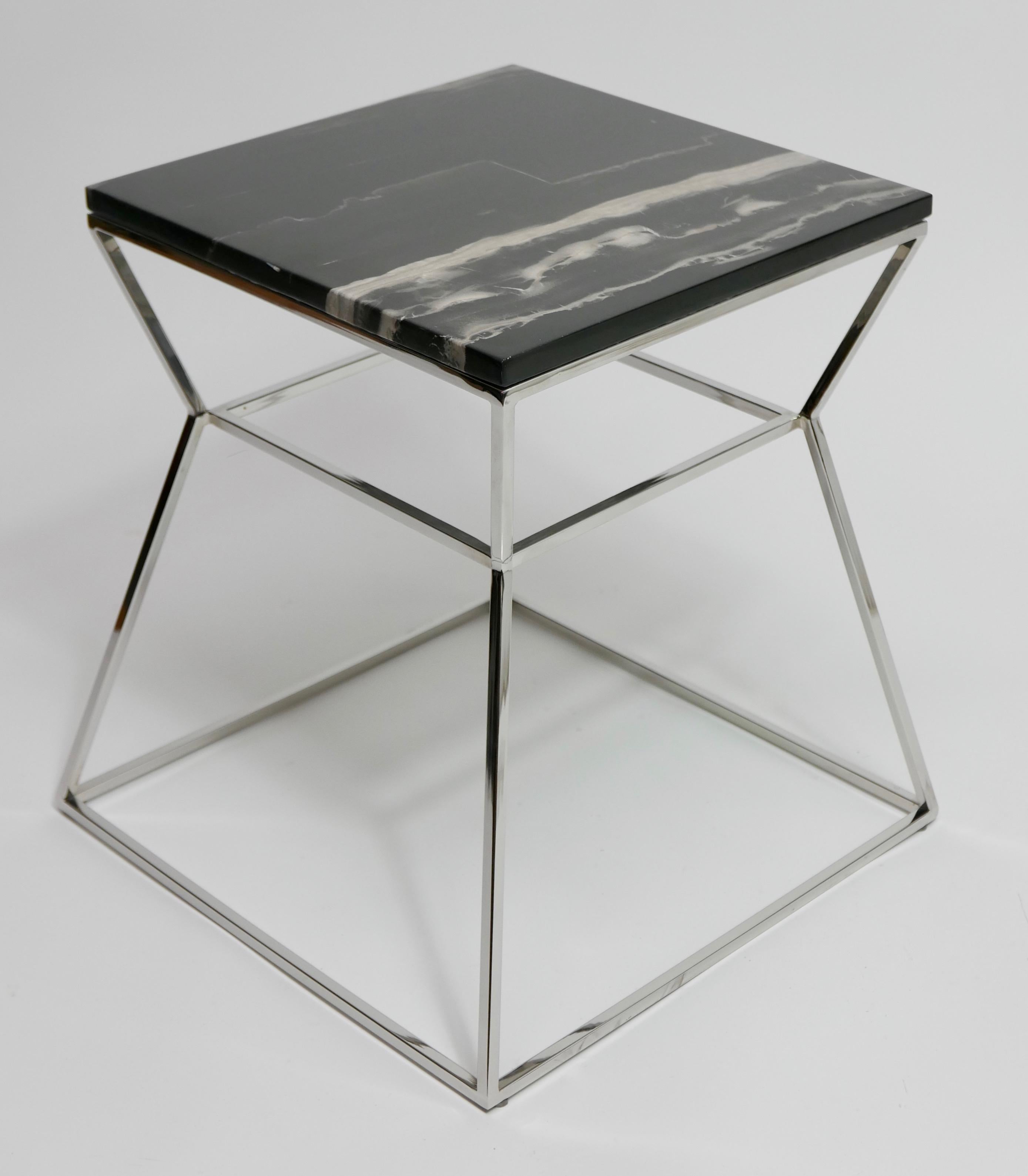 chrome and marble side table