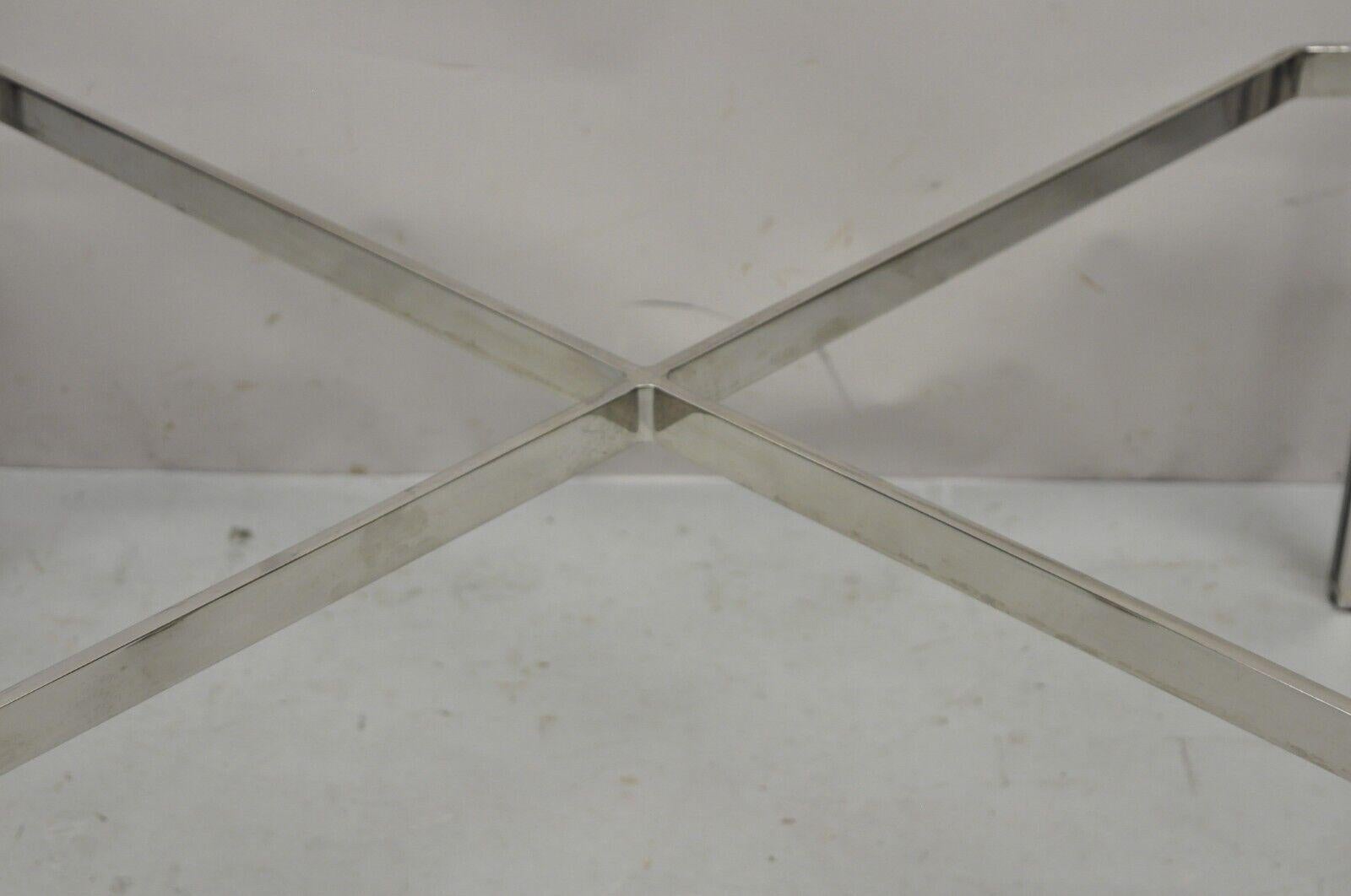 Mid-Century Modern Chrome Metal X-Frame Baughman Style Coffee Table Base In Good Condition For Sale In Philadelphia, PA