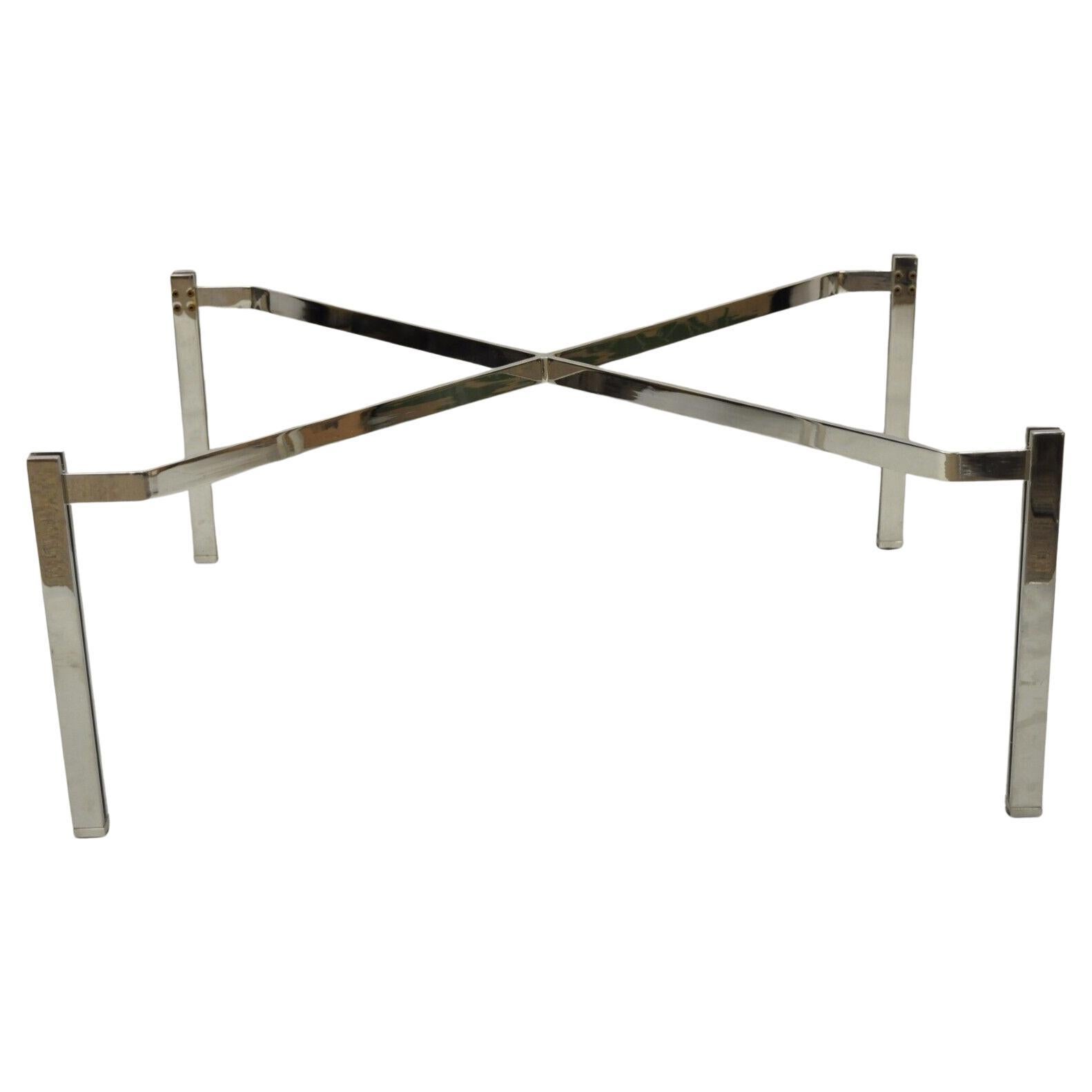 Base de table basse de style Baughman en métal chromé avec cadre en forme de X, mi-siècle moderne