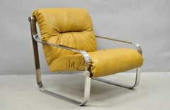 Chaise longue de club de style Milo Baughman, moderne, du milieu du siècle, en chrome, par AGI Ind.