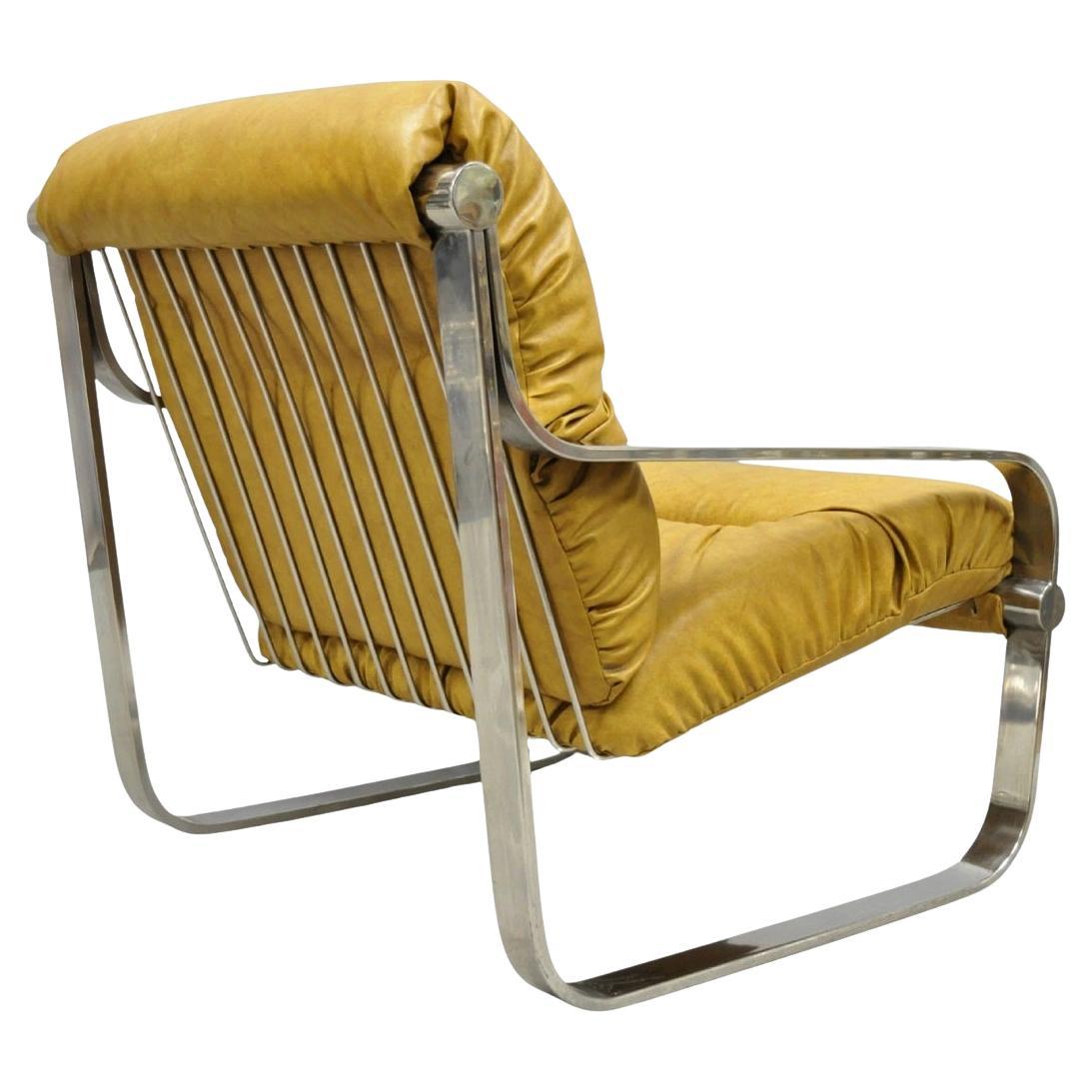 Mid Century Modern Chrome Milo Baughman Style Club Lounge Chair by AGI Ind.