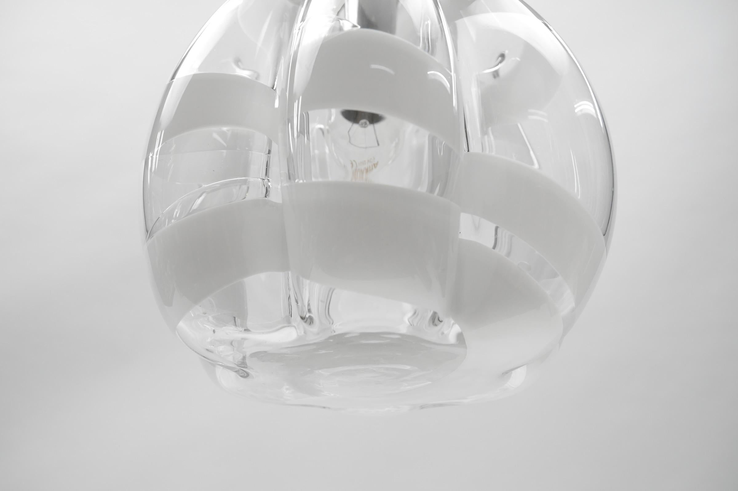 Mid Century Modern Chrom & Murano Glas Pendelleuchte von Doria, 1960er Jahre Deutschland im Angebot 5