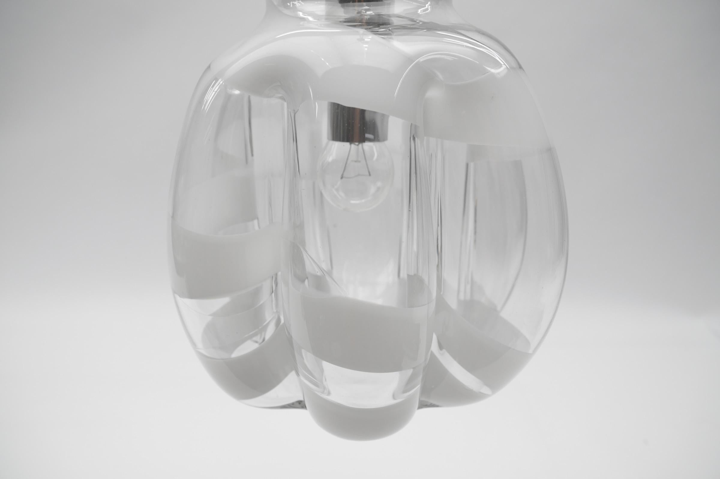 Mid Century Modern Chrom & Murano Glas Pendelleuchte von Doria, 1960er Jahre Deutschland im Angebot 2