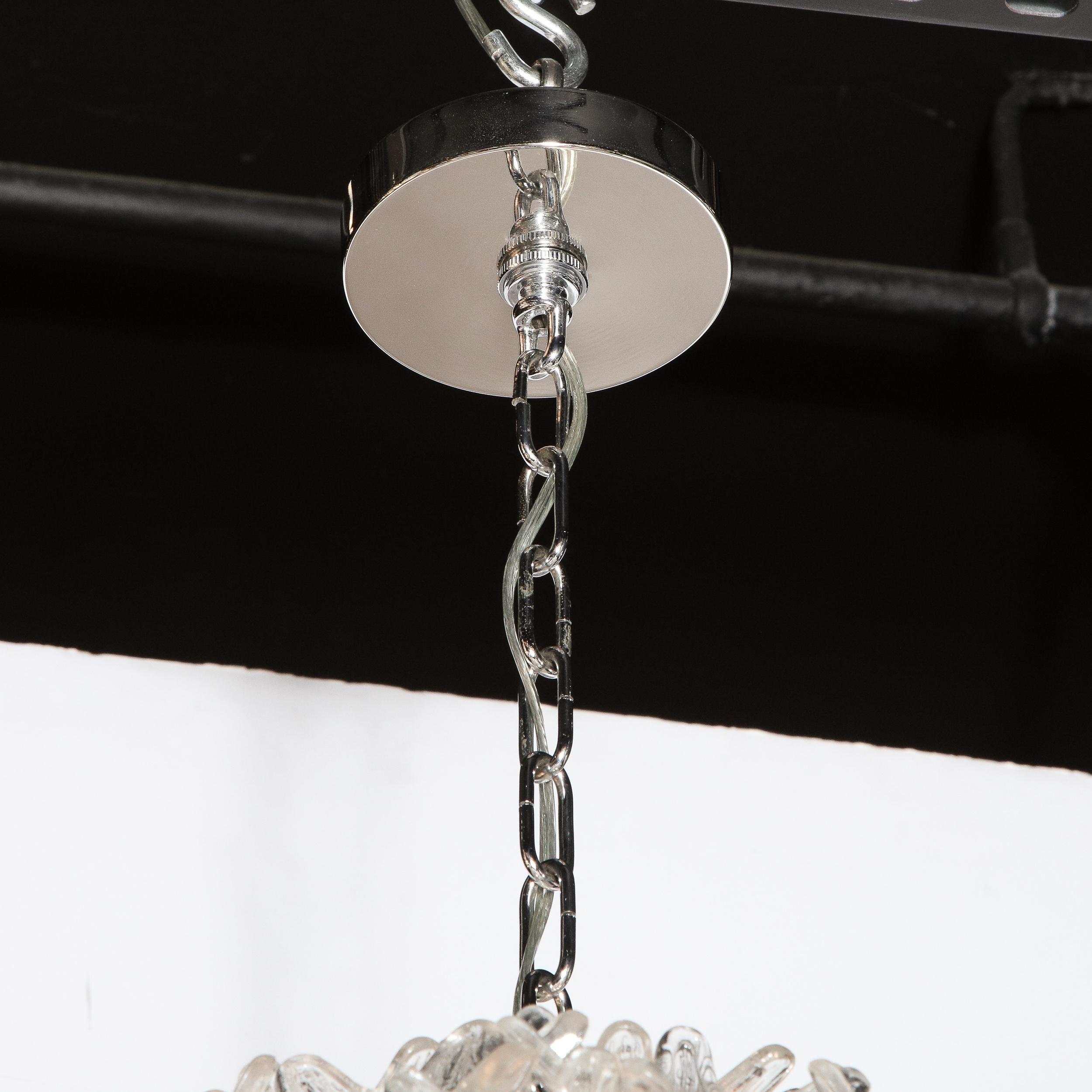Mid-Century Modern Chrome & Murano Glass Stylized Floral Sputnik Chandelier In Good Condition In New York, NY