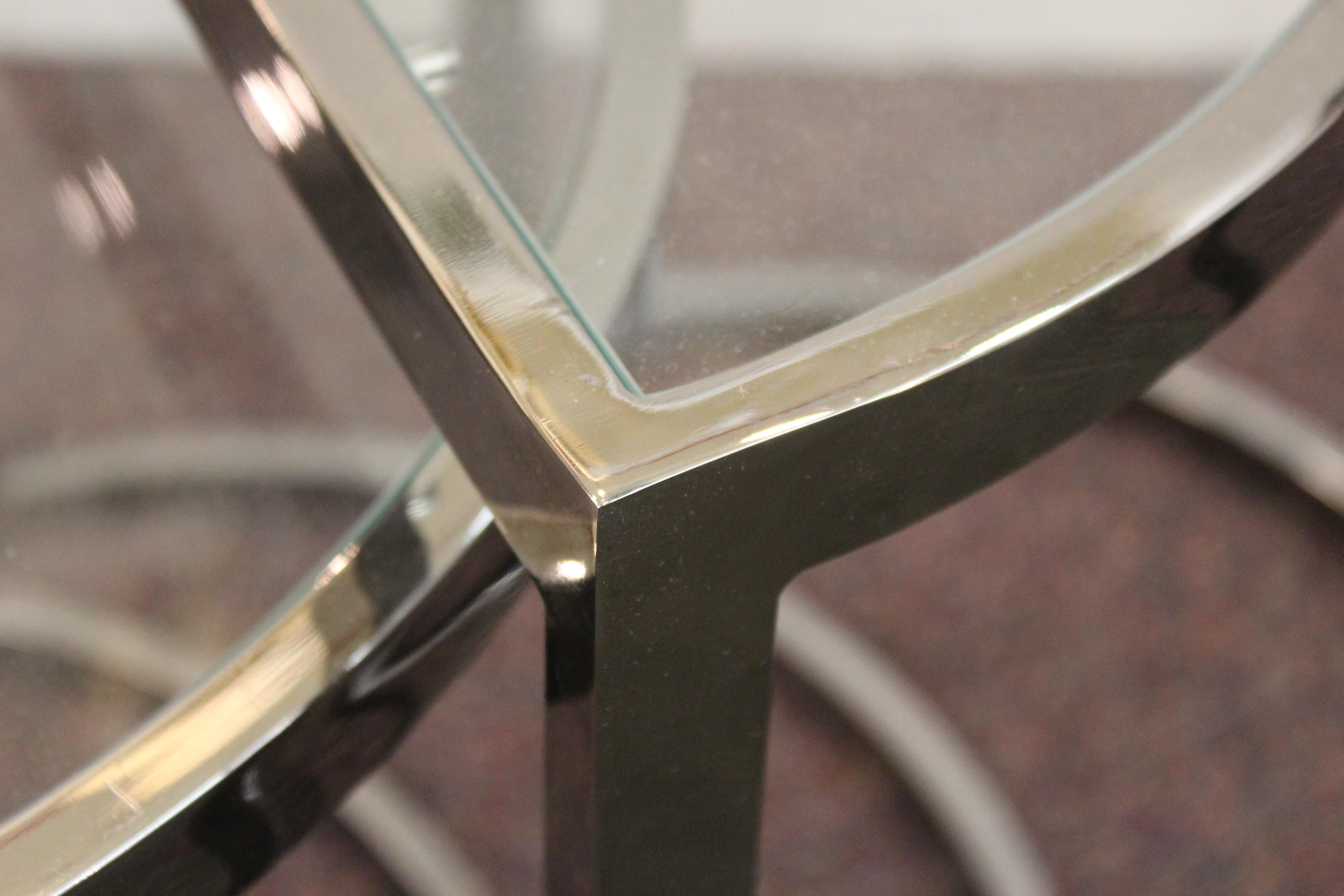 Mid-Century Modern Chrome Nesting Tables in Half-Moon Shapes In Good Condition In New York, NY