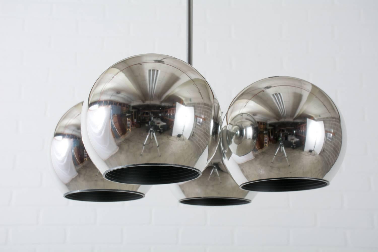 American Mid-Century Modern Chrome Pendant Lamp by Lightolier, 1960s For Sale