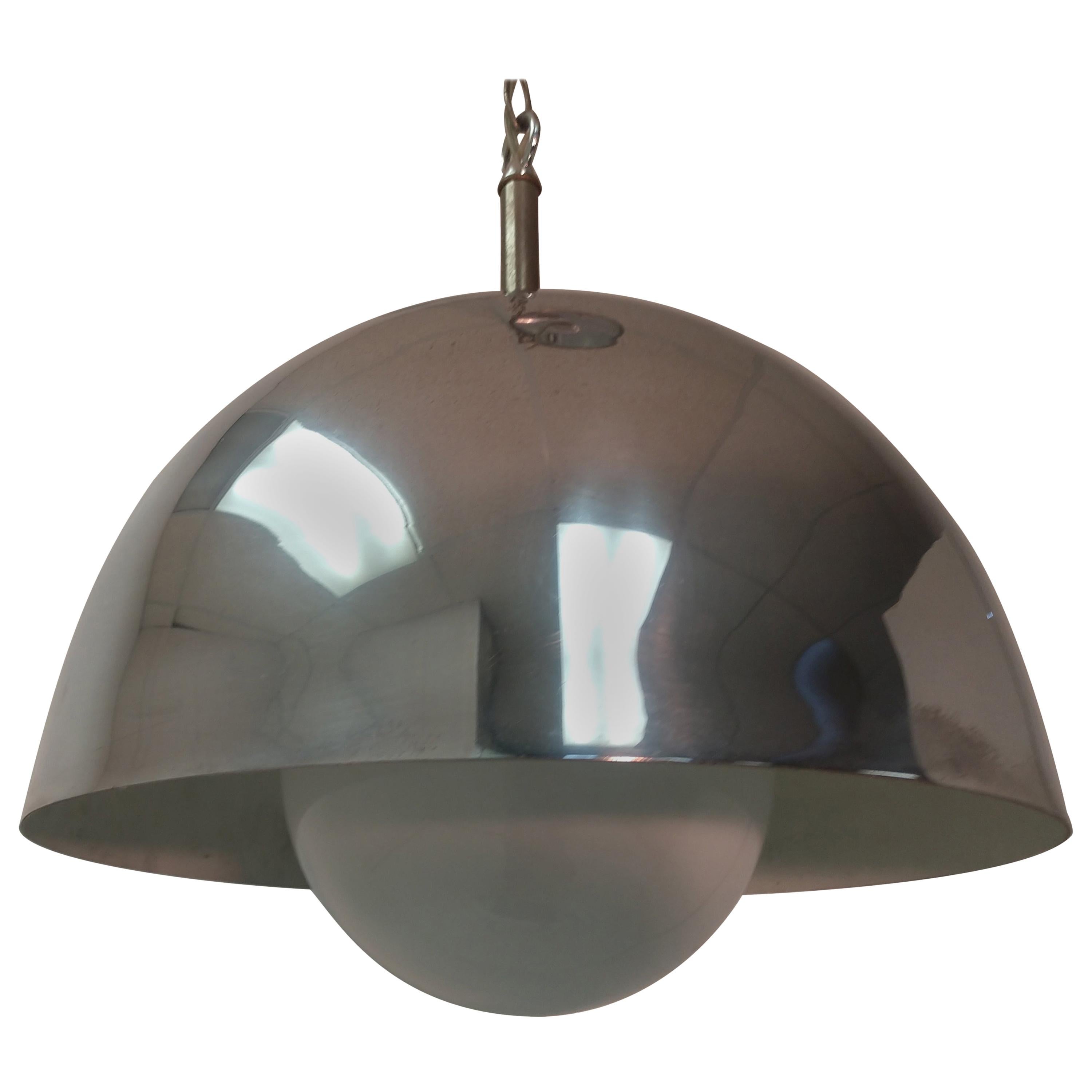 Mid-Century Modern Chrome Pendant Lamp, circa 1968