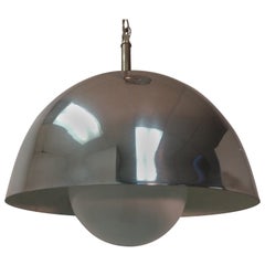 Vintage Mid-Century Modern Chrome Pendant Lamp, circa 1968