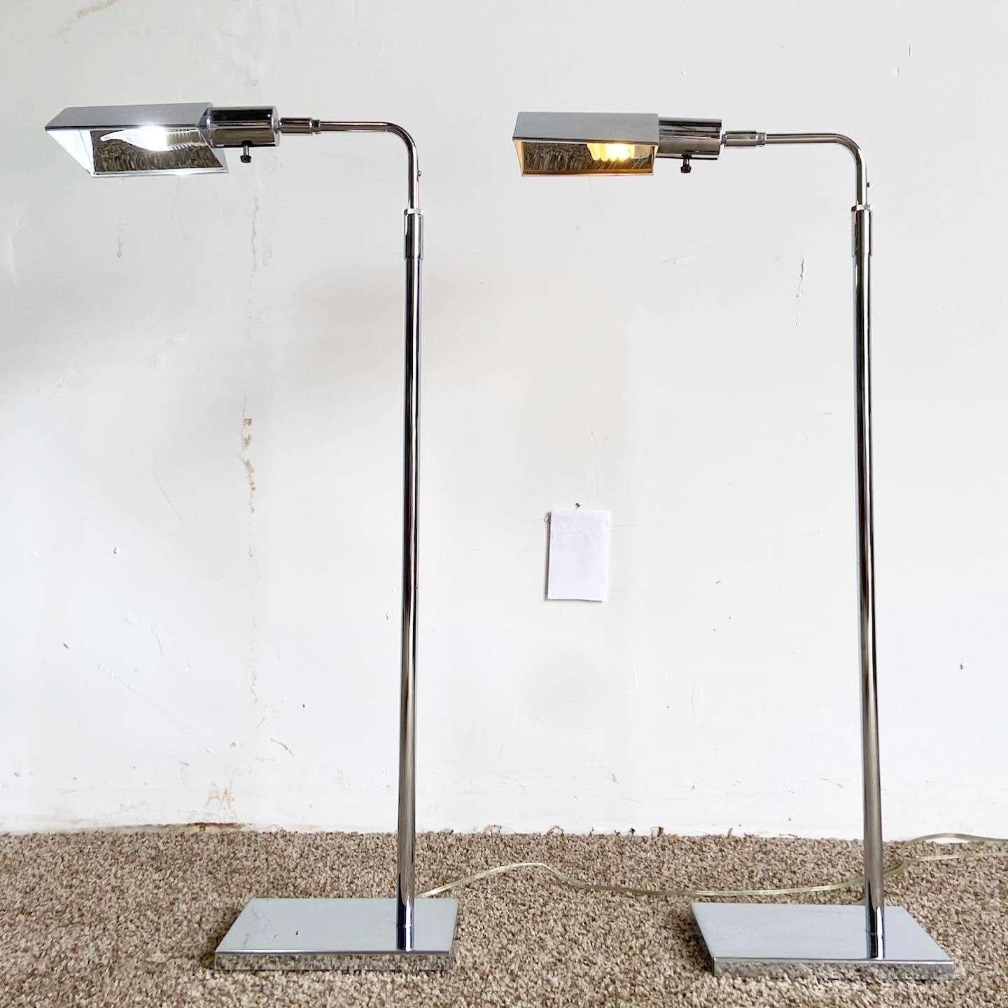 Mid-Century Modern Mid Century Modern Chrome Pharmacists Floor Lamps - a Pair For Sale