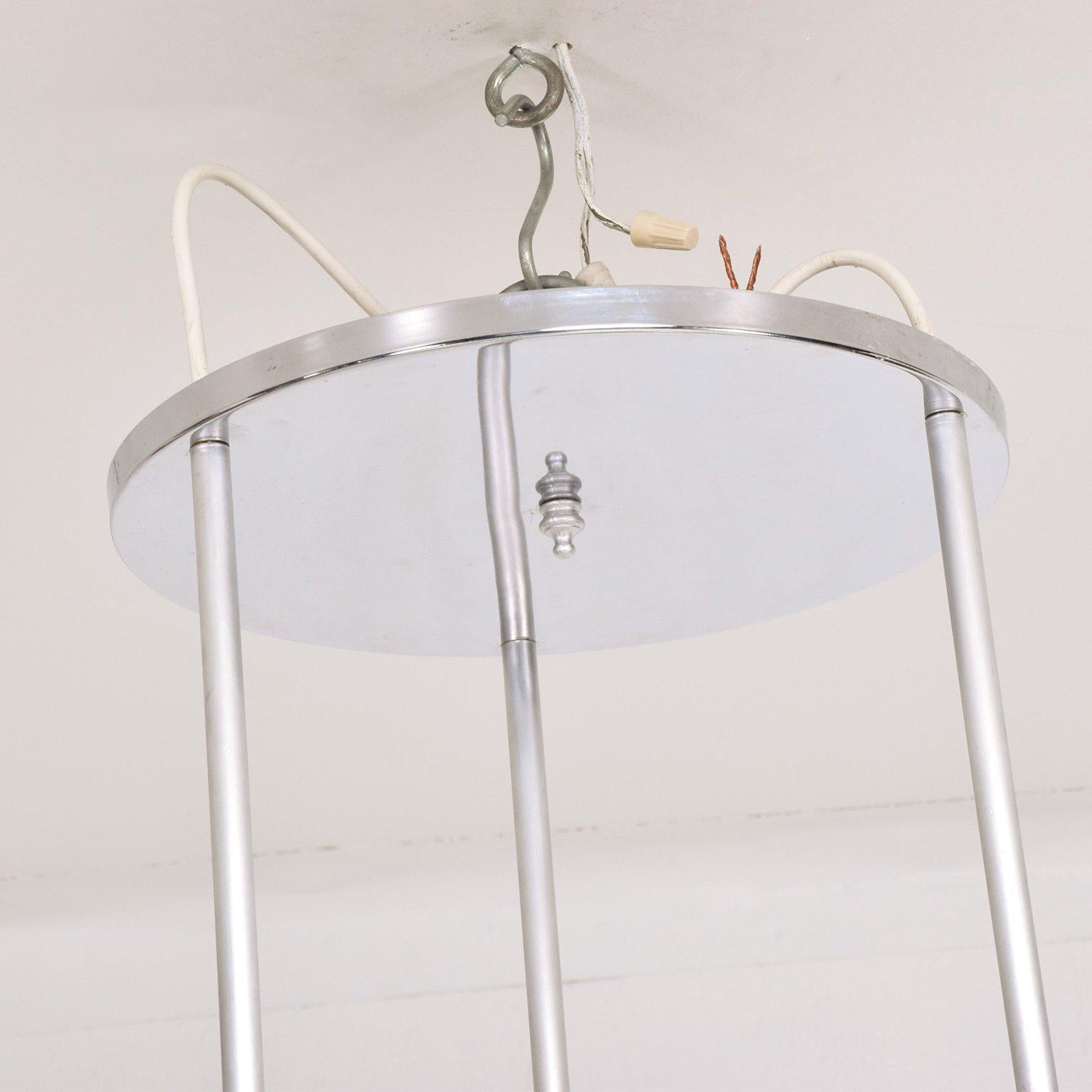 Mid-Century Modern Chrome-Plated Pendant Light Chandelier In Good Condition In Chula Vista, CA