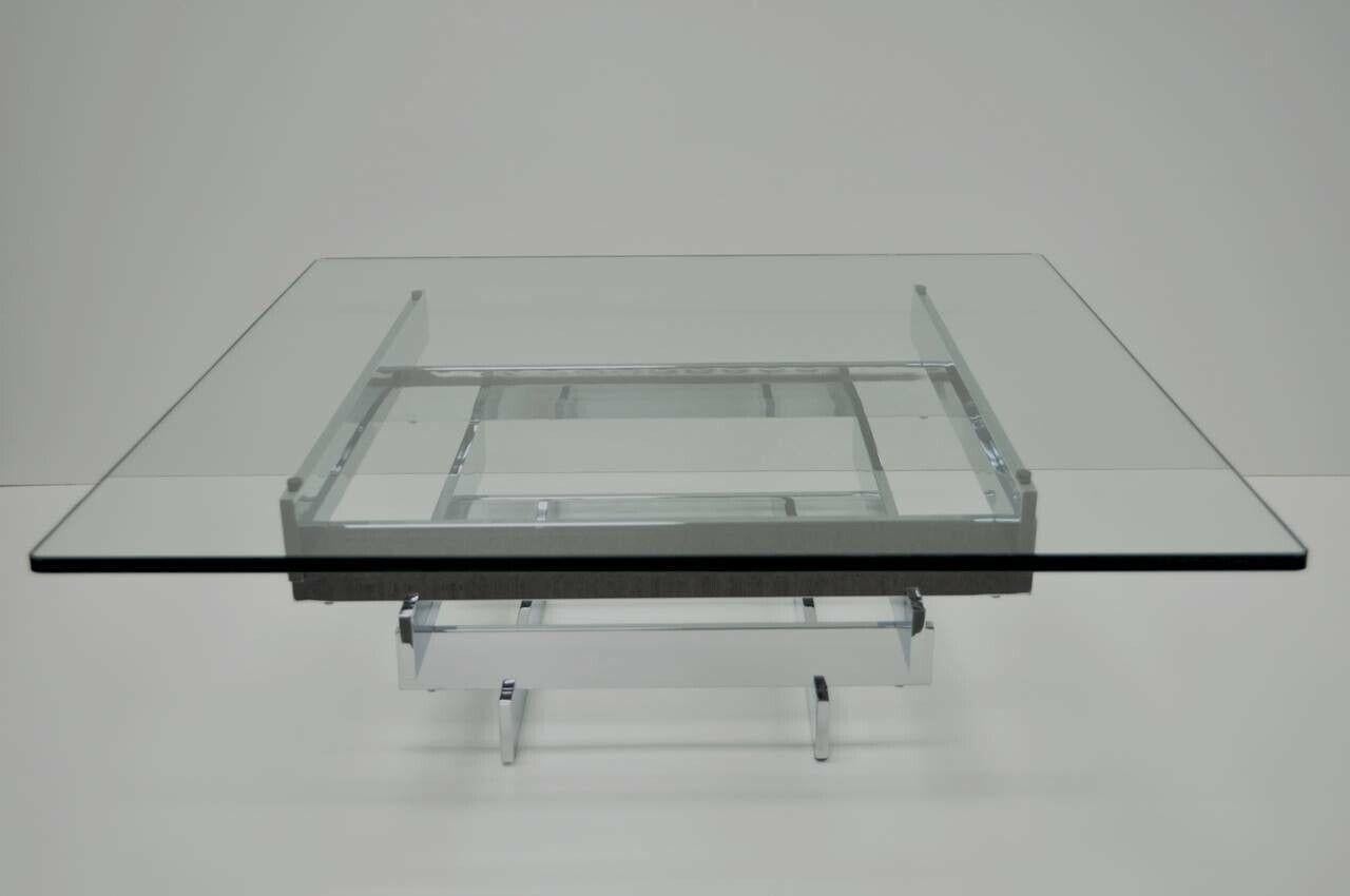 Mid Century Modern Chrome Plated Steel Stacked Coffee Table by Paul Mayen for Habitat. Circa 1970s. Measurements: 15.5