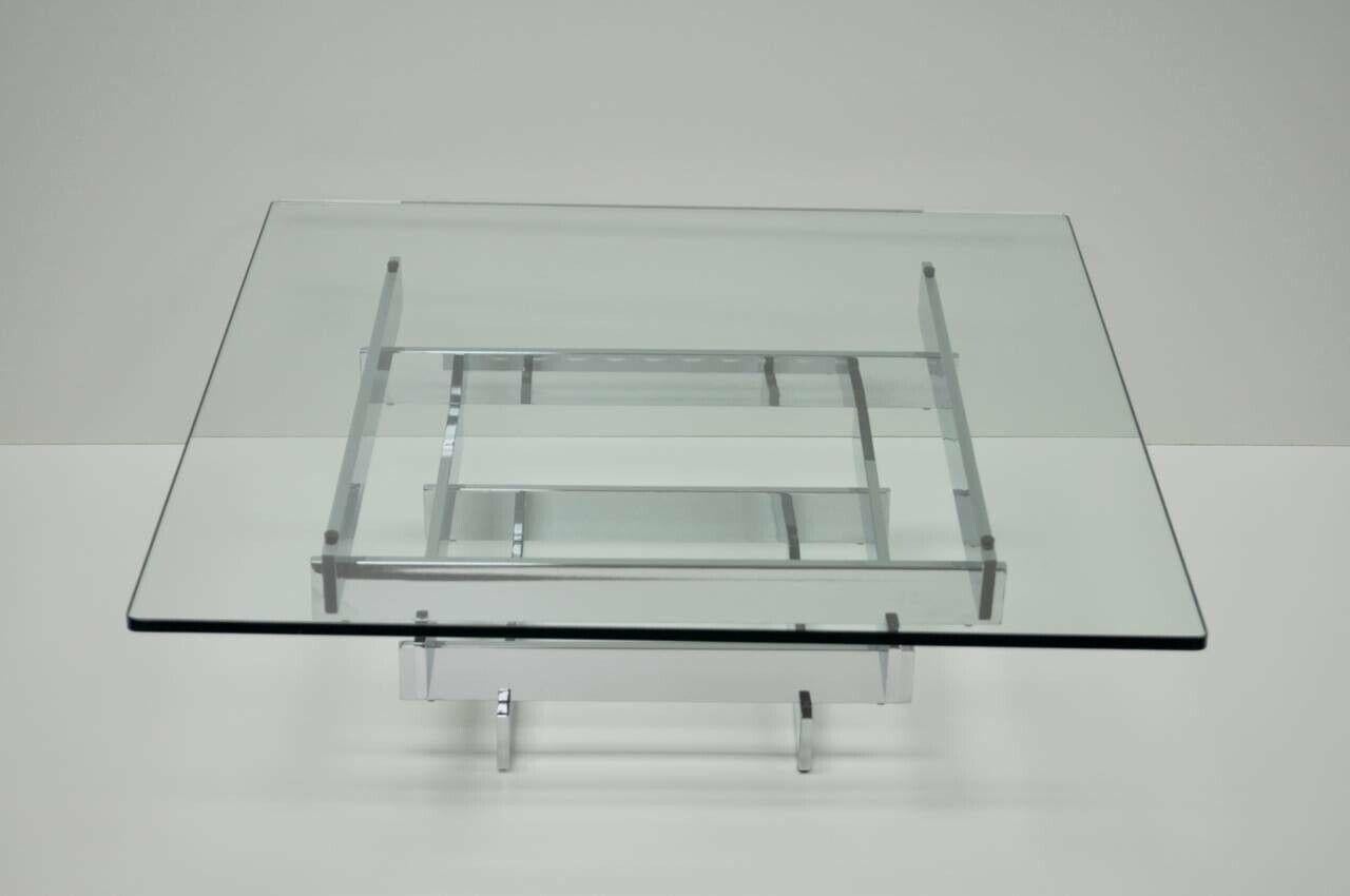 Mid Century Modern Chrome Plated Steel Stacked Coffee Table Paul Mayen Habitat In Good Condition For Sale In Philadelphia, PA