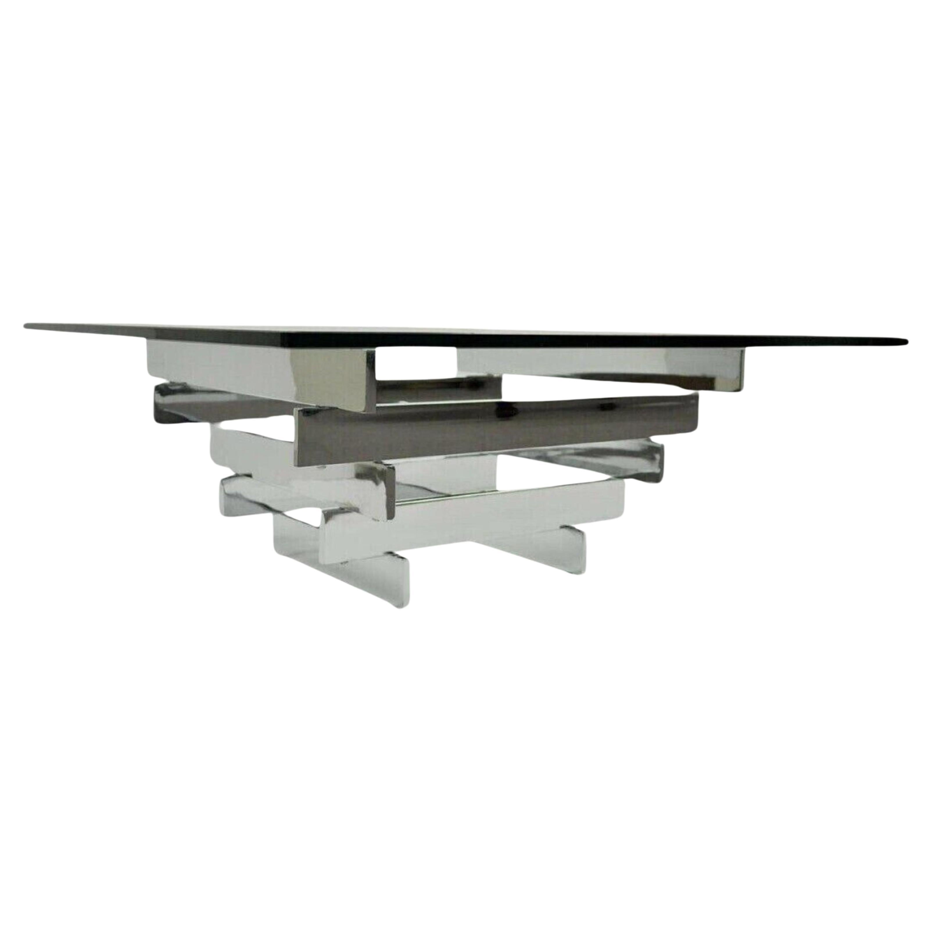 Mid Century Modern Chrome Plated Steel Stacked Coffee Table Paul Mayen Habitat For Sale