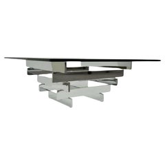 Table basse empilée en acier chromé mi-siècle moderne Paul Mayen Habitat
