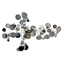 Mid-Century Modern Chrome Raindrops Wall Sculpture Signed Curtis Jere, 1970s