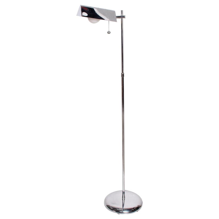 MidCentury Modern Chrome ReadingFloor Lamp after Koch Lowy For Sale