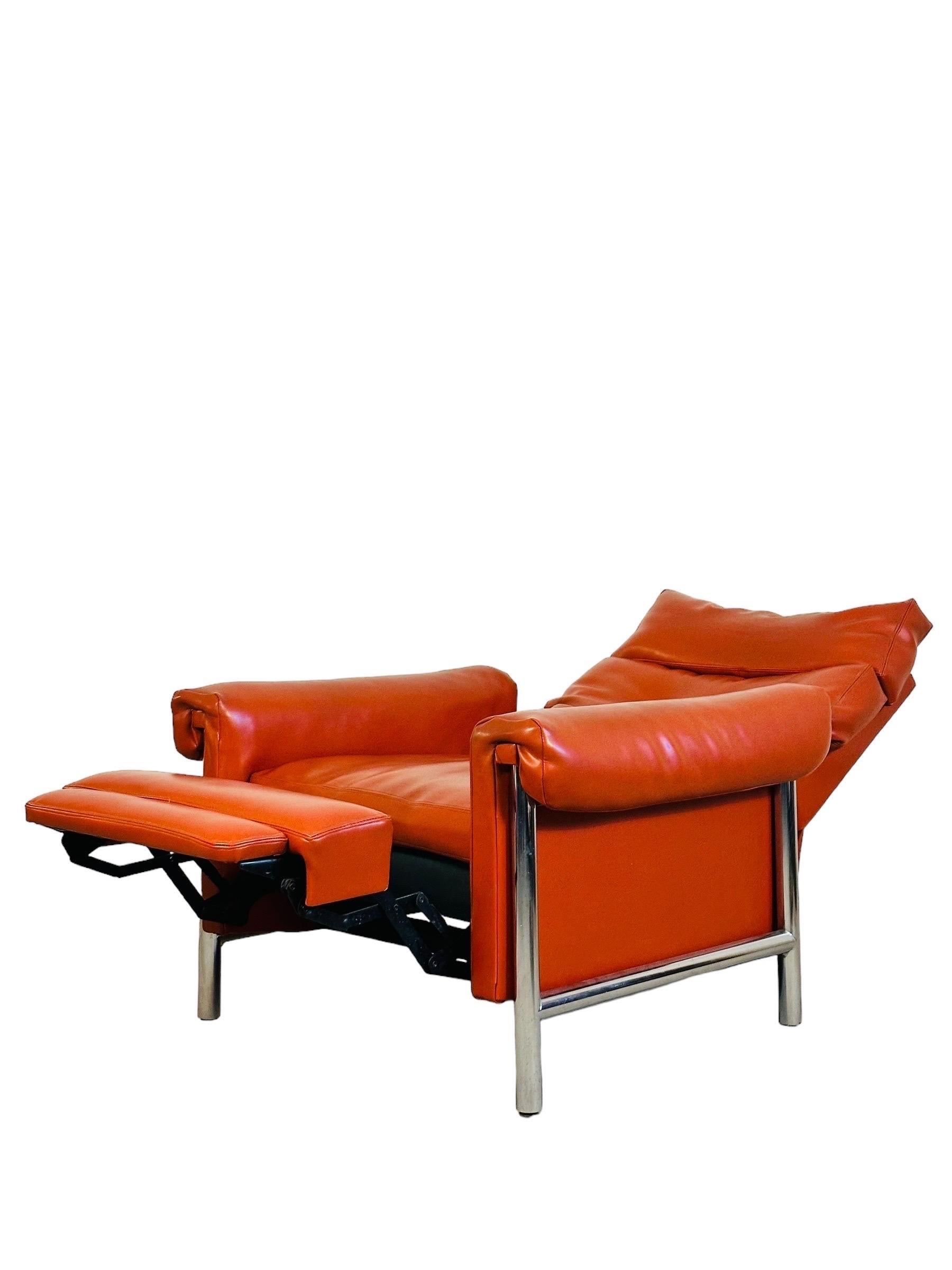 Mid Century Modern Chrome Recliner Lounge Chair im Angebot 1