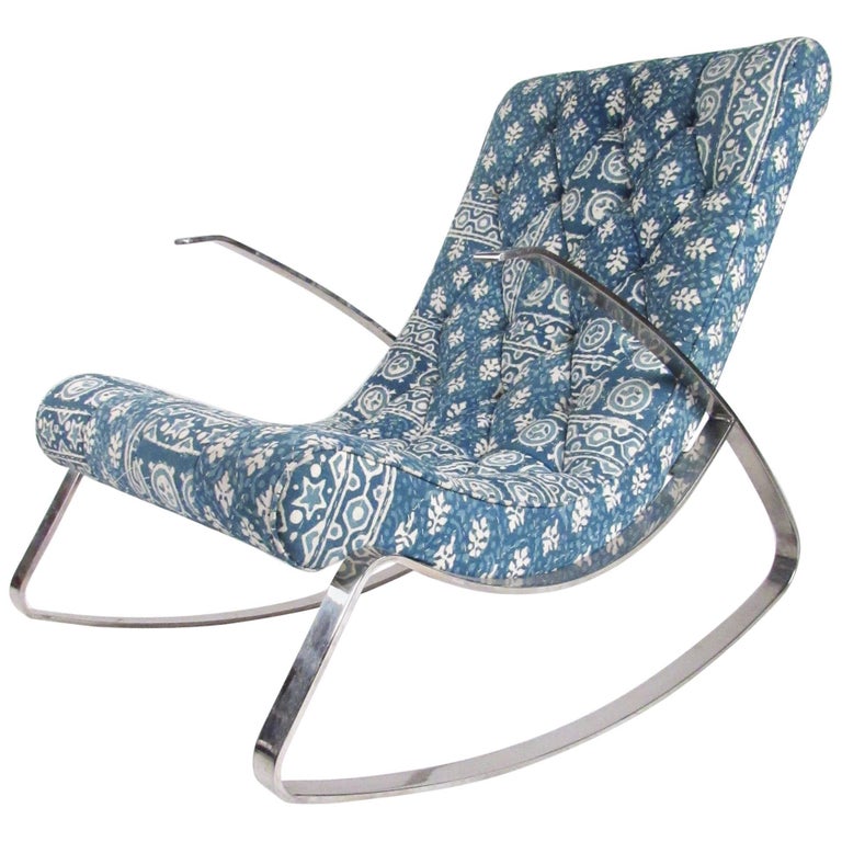 Chrome Base Rocking Chair Mid-Century Modern Chrome Rocking Chair For Sale at 1stDibs